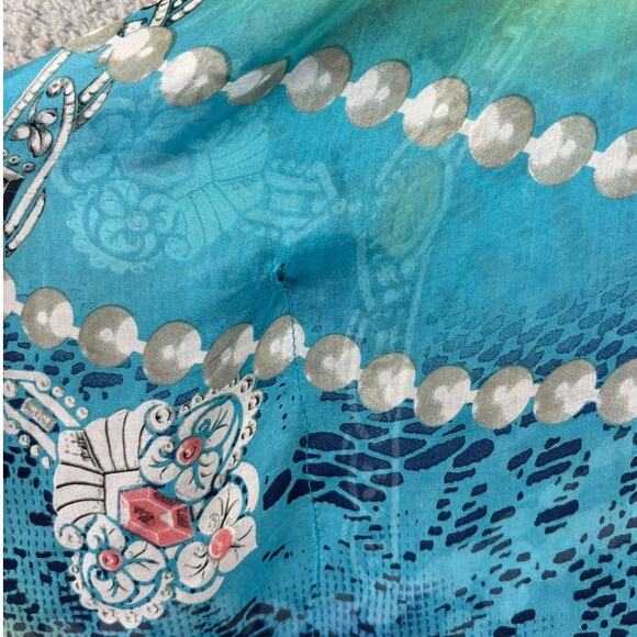 Aris A Silk Top Large Sheer Boho Artsy Gauzy Beaded Embellished Colorful USA - Picture 9 of 11